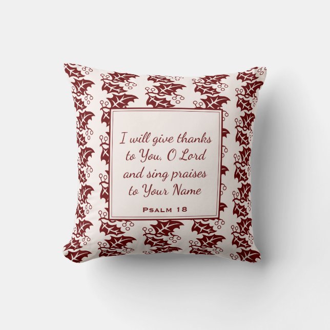 Custom I WILL GIVE THANKS Blush Pink Leaves Throw Pillow (Front)