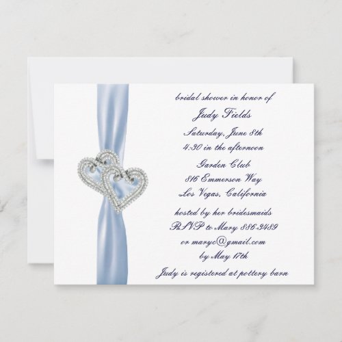 Custom Ice Blue Hearts Bridal Shower Invitation
