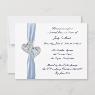 Custom Ice Blue Hearts Rehearsal Dinner Invitation