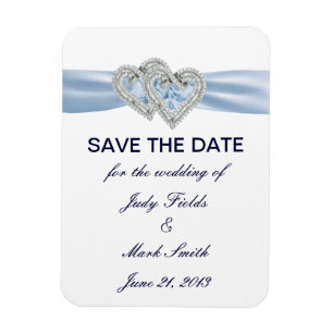 Custom Ice Blue Hearts Save The Date Magnet