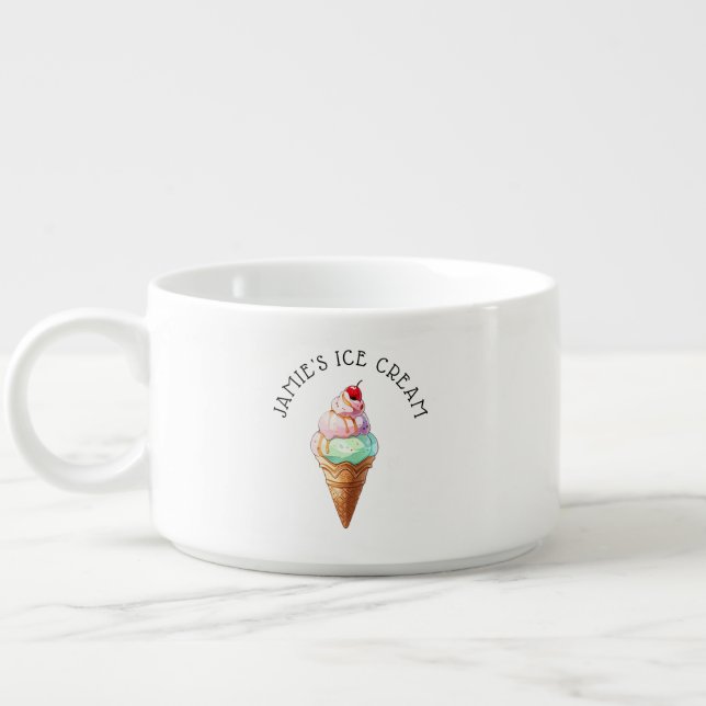 Custom Ice Cream Bowl - Personalized Name Bowl (Right)