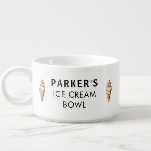 Custom Ice Cream Bowl Strawberry Mint Chip scoops