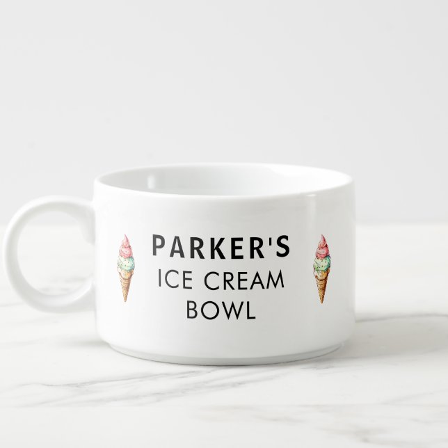 Custom Ice Cream Bowl Strawberry Mint Chip scoops (Right)