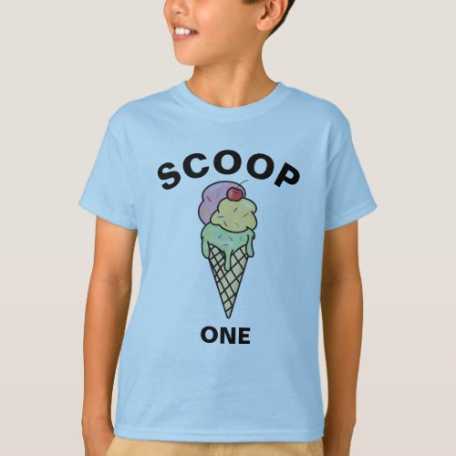 Custom Ice Cream Cone Scoop One Twins Birthday T_Shirt