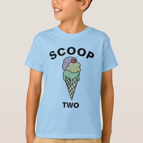 Custom Ice Cream Cone Scoop Two Twins Birthday T_Shirt