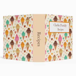 Custom ice cream pattern recipes 3 ring binder