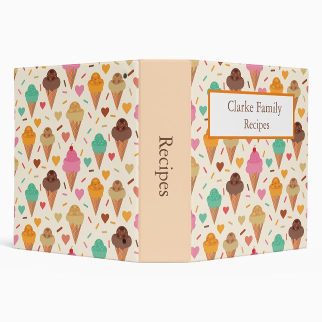 Custom ice cream pattern  recipes  3 ring binder (Background)