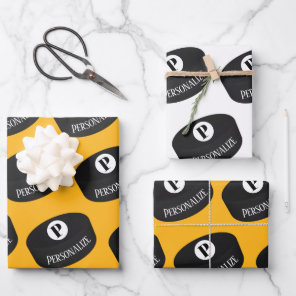 Custom Ice Hockey Name Monogram Puck Wrapping Paper Sheets