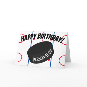 Custom Ice Hockey Personalized Name Birthday Card