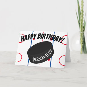 Custom Ice Hockey Personalized Name Birthday Card