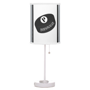 Custom Ice Hockey Puck Name Initial Monogram Table Lamp