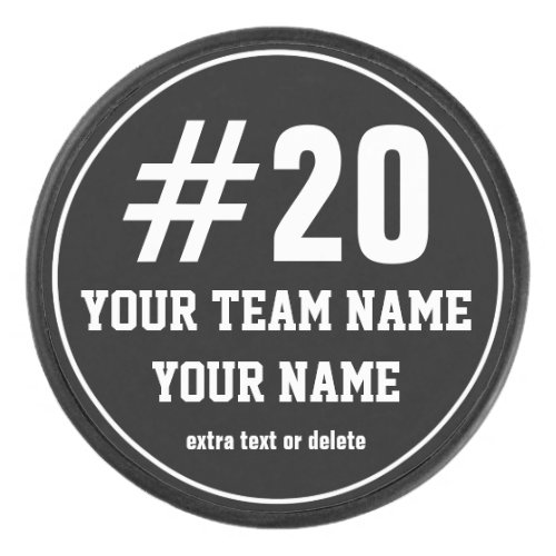 Custom Ice Hockey Puck Team Player Name  Number
