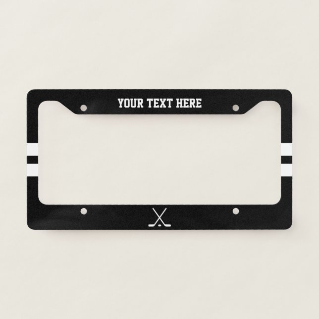 Custom ice hockey sports car license plate frame (Front)