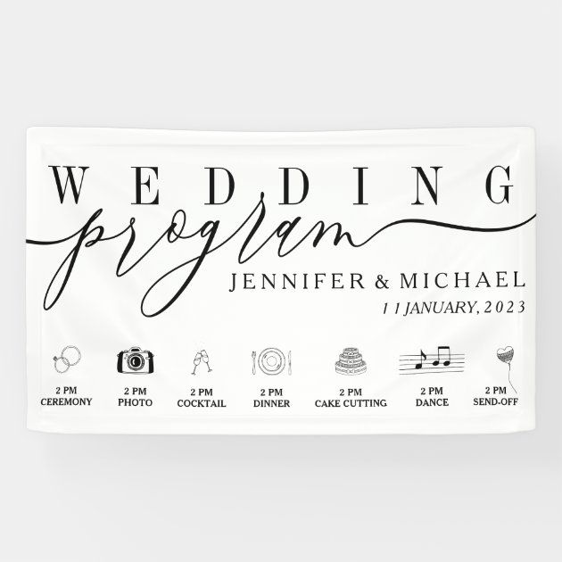 Custom Icons Wedding Party Program Timeline Banner