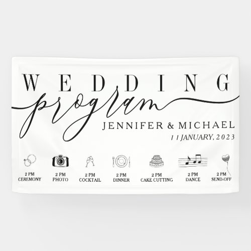 Custom Icons Wedding Party Program Timeline Banner