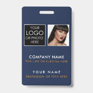 Custom ID Badge Printing Employee ID Photo Blue
