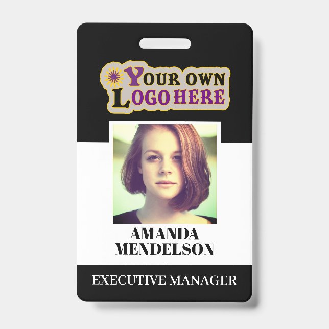 Custom ID Badge with barcode photo and logo (Front)