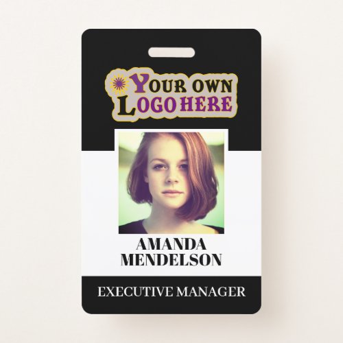 Custom ID Badge with barcode photo and logo