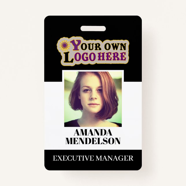 Custom ID Badge with barcode photo and logo (Front)