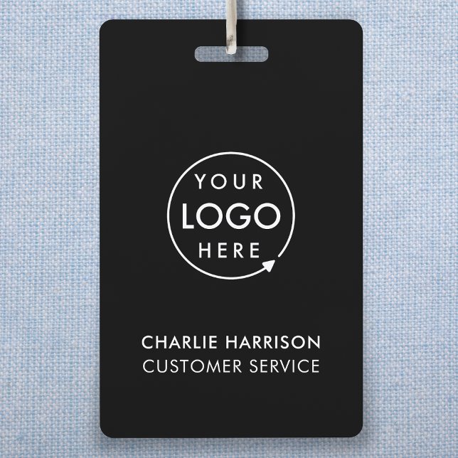 Custom ID Badges | Employee Staff Black Name Badge (Sleek black company branded staff ID badges for business events & employee identification.)