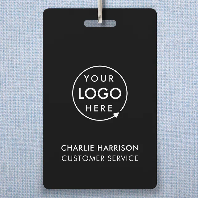Custom ID Badges | Employee Staff Black Name Badge | Zazzle