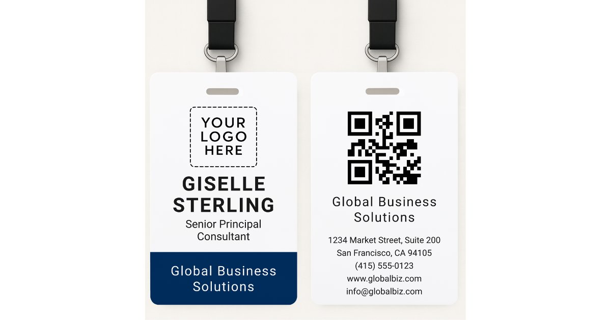 Custom ID Card QR Code Business Employee Name Tag Badge | Zazzle