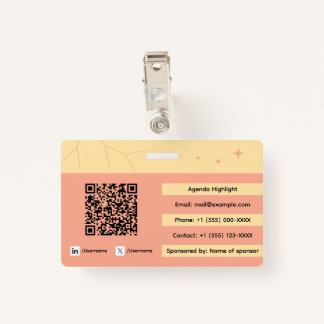 Custom identification badge with QR code and logo