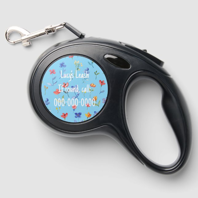 Custom If Lost Blue Floral Dog Pet Leash (Front)
