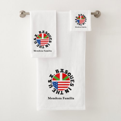 Custom Ikurria  USA flag Basques in the USA Bath Towel Set