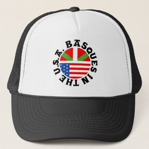 Custom Ikurria  USA flag Basques in the USA Trucker Hat