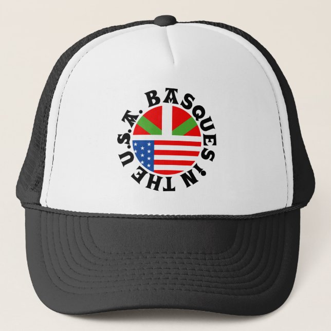 Custom, Ikurriña + USA flag "Basques in the USA": Trucker Hat (Front)