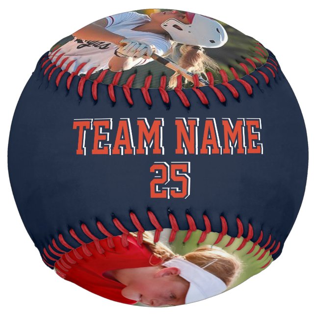 Custom Illinois Orange Blue 2 photos Softball (Back)