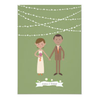 Custom Illustrated Cartoon Couple Portrait Wedding Card