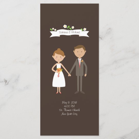 Custom Illustrated Cartoon Couple Portrait Wedding Program