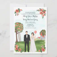 Personalised offers Couple Portrait Wedding Invitation