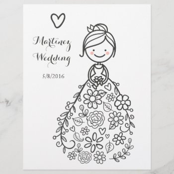 Custom Illustrated Wedding Bride Coloring Page by LaurEvansDesign at Zazzle