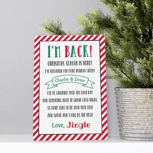 Custom Im Back Christmas Elf Letter Plaque