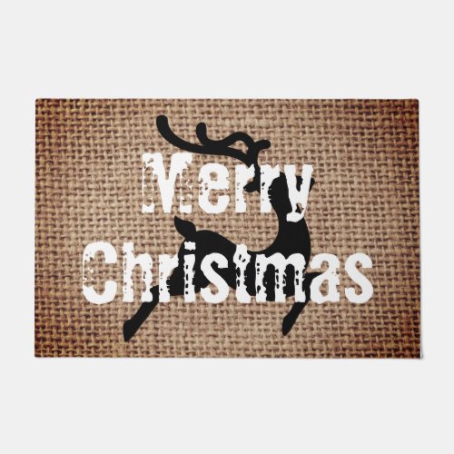 Custom image and text Farmhouse reindeer rustic    Doormat