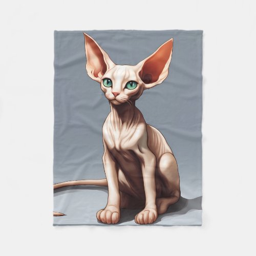 Custom Image Fleece Pet Blanket Elf Sphynx Cat 