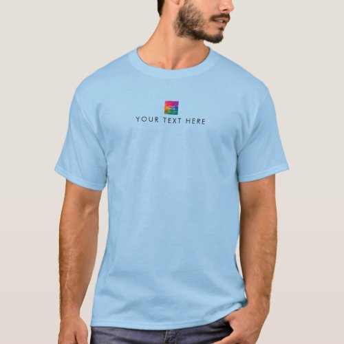 Custom Image Logo Text or Name Mens Light Blue T_Shirt