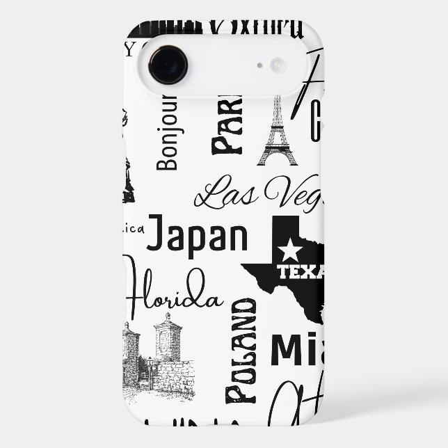 Custom image modern pattern paris black and white  Case-Mate iPhone case (Back)