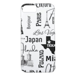 Custom image modern pattern paris black and white  iPhone 8/7 case