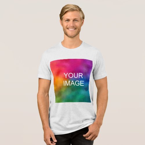 Custom Image or Logo Modern Template Mens White Tri_Blend Shirt