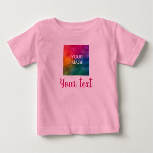 Custom Image  Script Text Pink Template Trendy Baby T_Shirt
