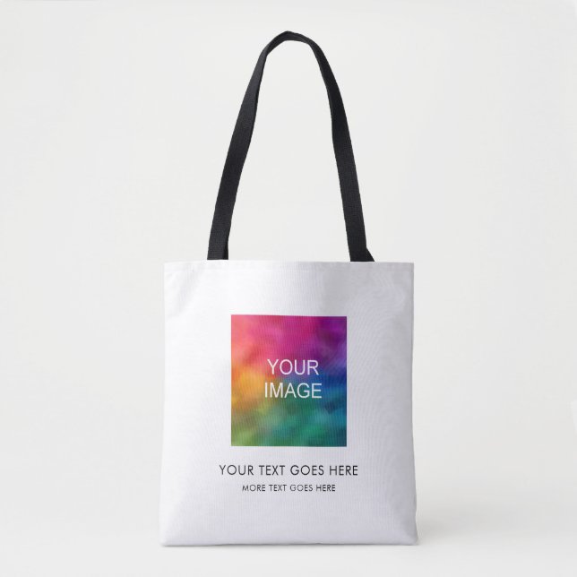 Custom Image Text Elegant Template Top Tote Bag (Front)