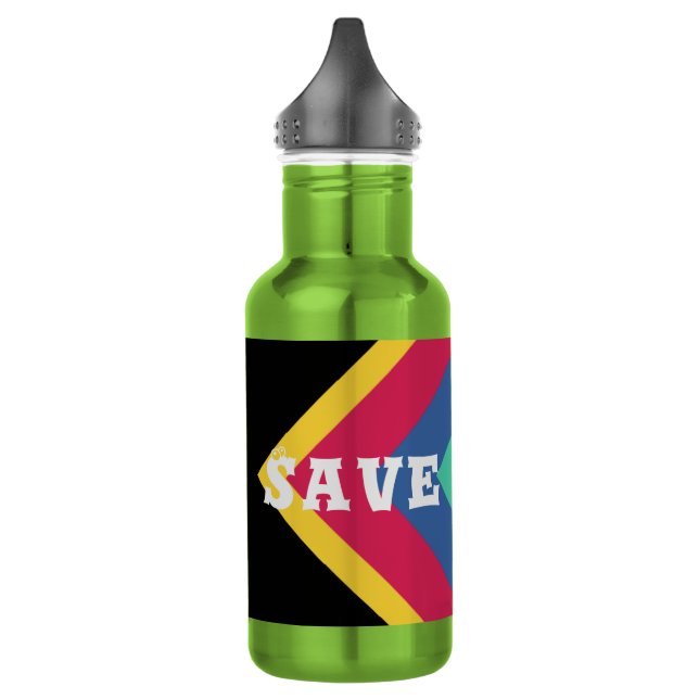 Custom Image Text Save Water Text Eyeballs Font Stainless Steel Water Bottle (Left)