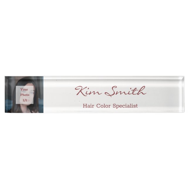 Custom Image Topaz Name Professional Title  Desk Name Plate (Front)