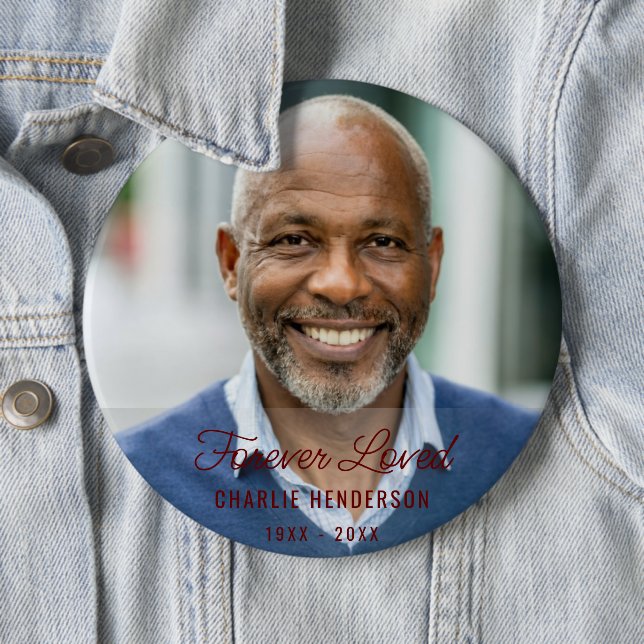 Custom image with text funeral memorial button (In Situ)