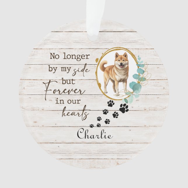 Custom In Loving Memories Pet Dog Photo Memorial Ornament (Front)