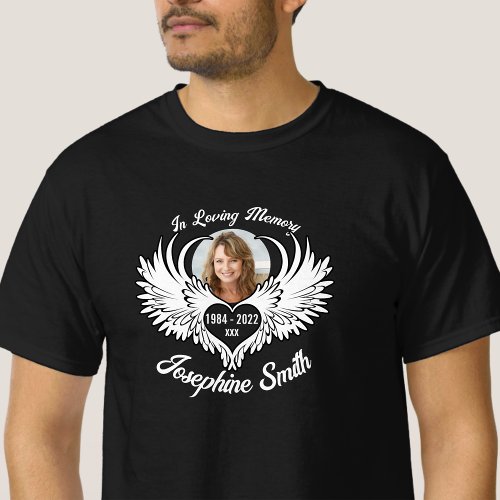 Custom In Loving Memory Angel Wings Photo Shirt